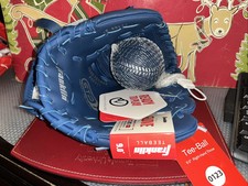 Franklin Ready To Play 9.0 Right Hand Navy Blue Tee Ball Baseball Glove  Ball
