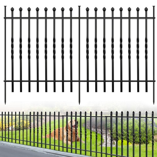 10 Panels Decorative Garden Fence, 32in(H)×24Ft(L) Heavy Duty Twist Outdoor D... - Picture 1 of 6