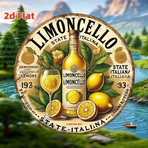 Tin Metal Signs Home Décor 8x8 Italian Limoncello Wall Art Vintage 2D Flat Alum