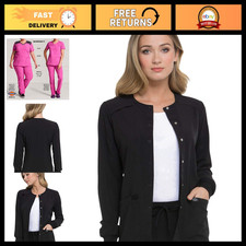 Women's Snap Front Warm-Up Scrub Jacket, 2 Pockets, Cozy Medical Uniform Outerwe
