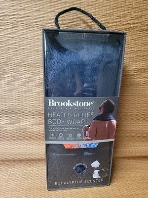 Brookstone Heated & Cooling Relief Body Wrap Eucalyptus Scented Navy Blue Plush