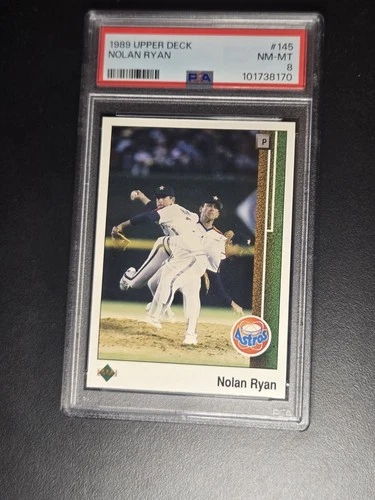 1989 Upper Deck #145 Baseball Card NOLAN RYAN PSA 8 Houston Astros HOF NICE CARD