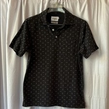 Goodfellow  Co Men's Black Printed Short Sleeve Polo T-Shirt, Size M