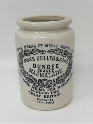 Antique Keiller & Son Ltd. Dundee Marmalade Jar Stoneware C. 1862 Crock 1 Lb