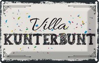 Blechschild 20X30 Cm Villa Kunterbunt Spruch Zitat Deko Geschenk Metall Schild