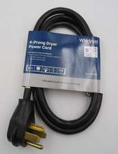 Whirlpool 6 Foot Dryer Power Cord 30 Amp 4 Prong Genuine OEM Accessory NEW