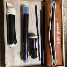 Aulos Alto E Recorder 2018 Black  Ivory with Case  Cleaning Kit Used 33b
