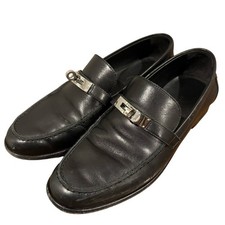 HERMES Destin Loafers, Noir, Calfskin, Kelly Buckle, Women's Size 38 7.5 , GUC