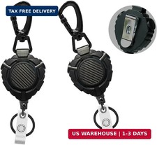 2 Pack Retractable Keychain,Heavy Duty Tactical ID Badge Reel with Carabiner Bad