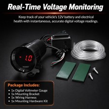 Universal Car LED Digital Voltmeter Gauge Battery Monitor Fits Vehicle 12V 24V