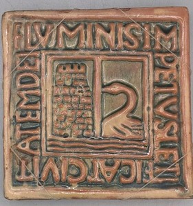 Moravian Pottery Castle Acre Swan Tile Henry Mercer Psalm 46 Arts & Crafts