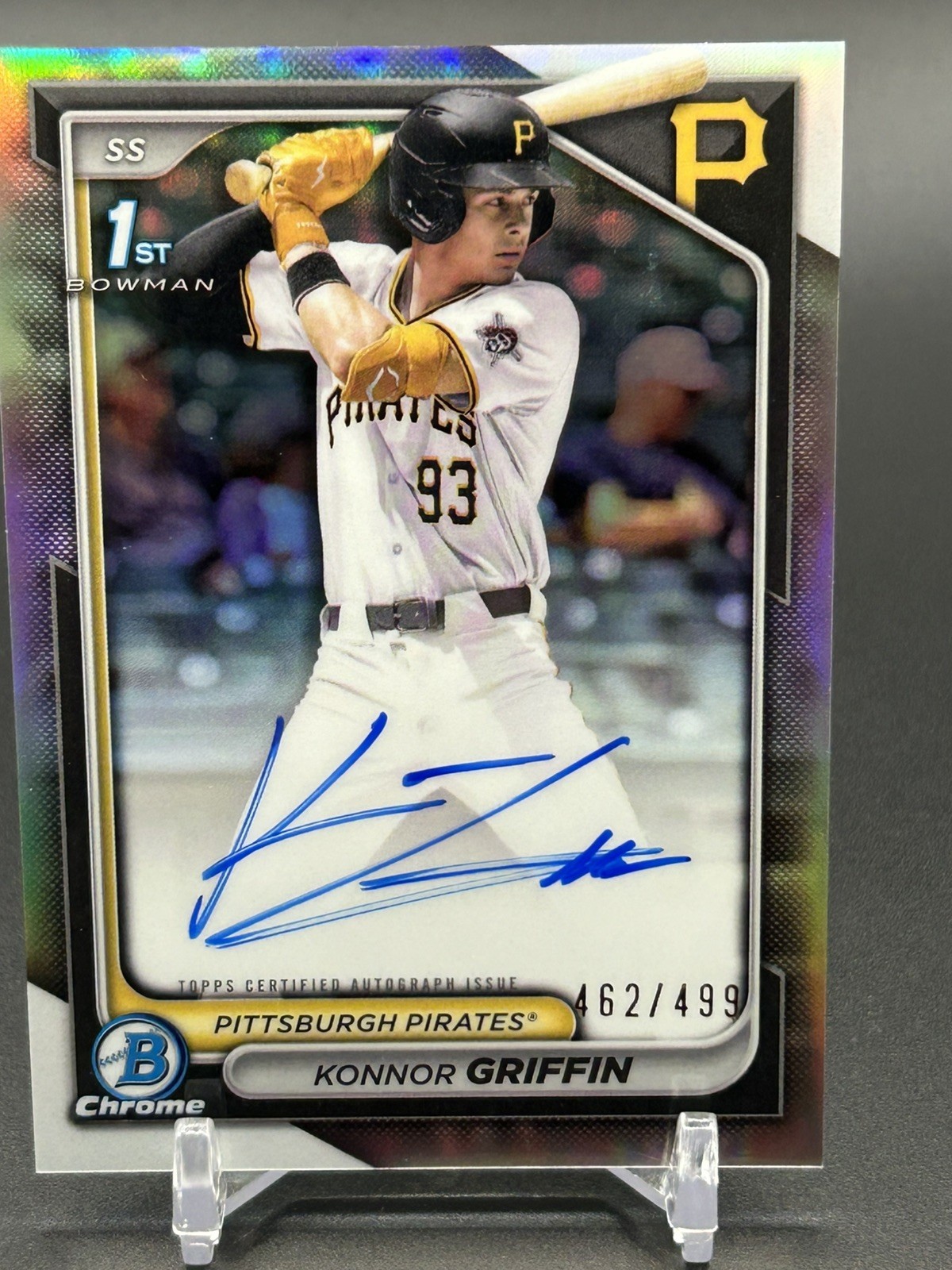Konnor Griffin 2024 Bowman 1st Chrome Draft #CPA-KG Refractor /499 Auto Pitt