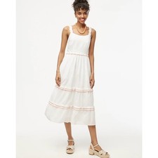 J Crew Scalloped Trim Sleeveless Flowy Midi Dress US Women's 10 New
