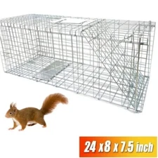 Live Animal Cage Trap 24" x 8" x 7.5" Humane Cat Trap Cats Squirrels Mouse