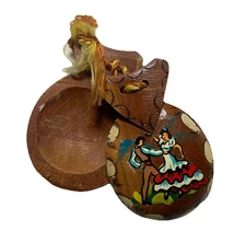 Vintage Hand Painted Wooden Castanets With Dancing Couple Fiesta Brava