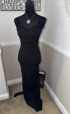 Windsor Black Formal Maxi Dress Sleeveless Square Neck Open Back Lace Up XS