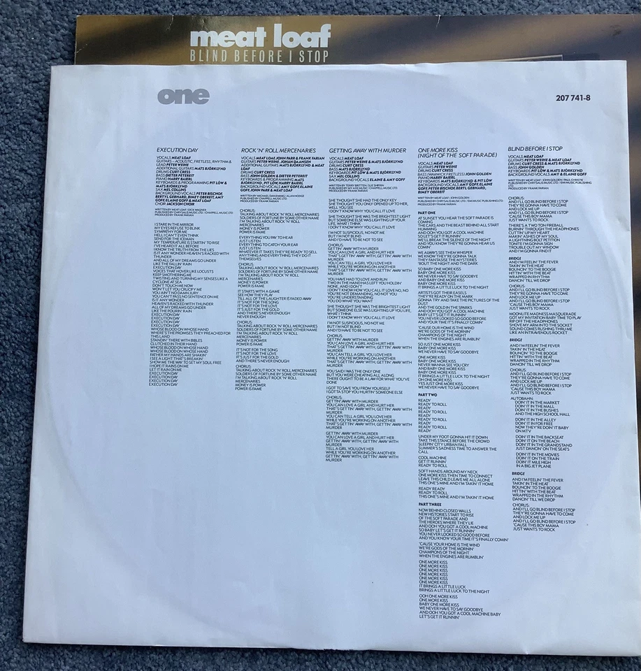 MEAT LOAF - BLIND BEFORE I STOP  - Image 2 of 4