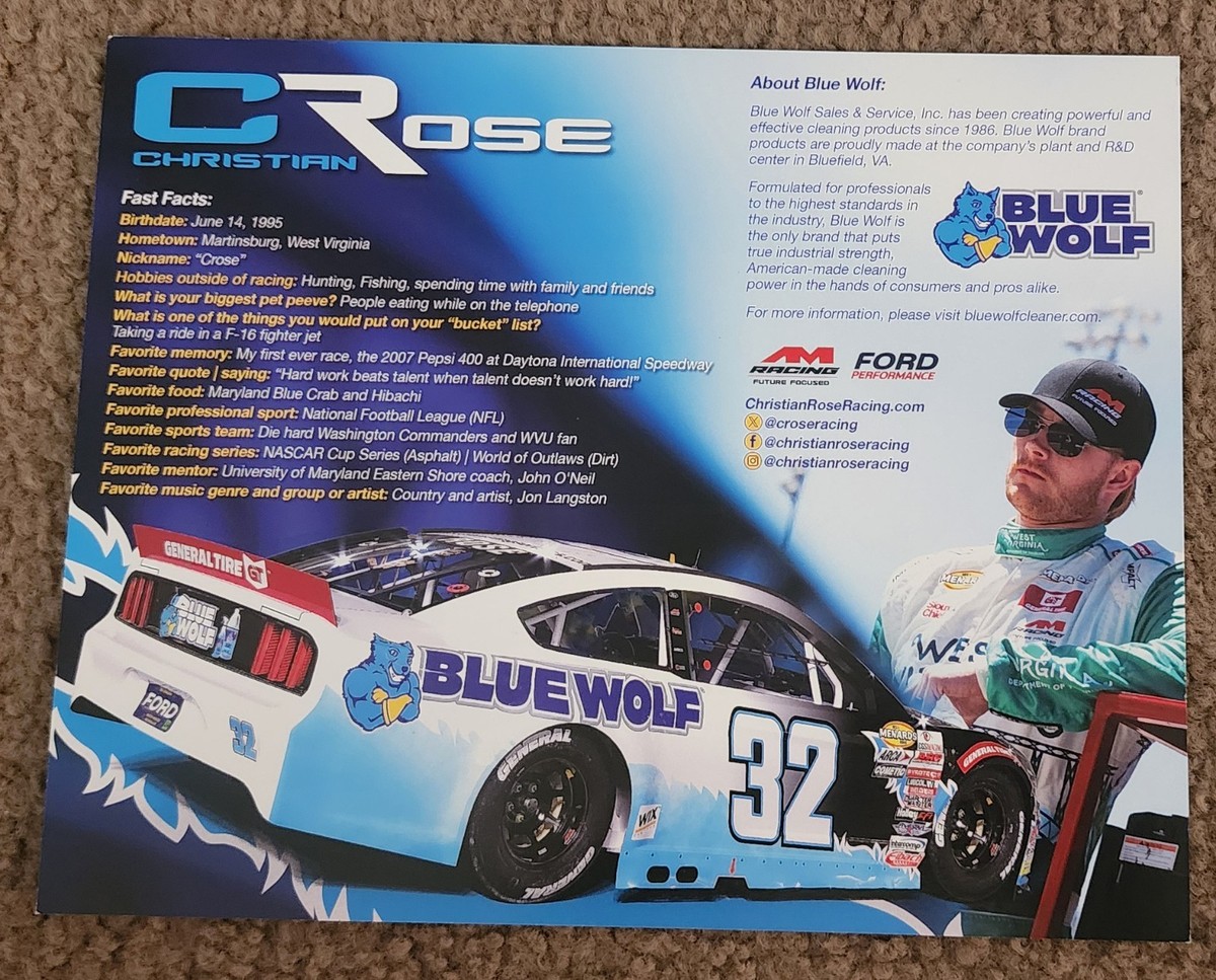 CHRISTIAN ROSE ***AUTOGRAPHED*** #32 BLUE WOLF ARCA MENARDS SERIES