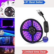 UV Black Light Strip 6.56FT 2M USB 5V 390nm 400nm 120 LED IP65 Waterproof SMD