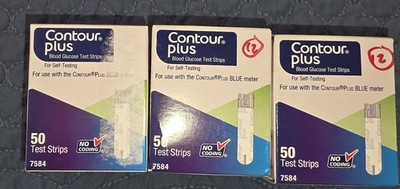 Contour PLUS 150 Test Strips (3 Boxes Of 50 Count) Exp 11 Thru 12/26