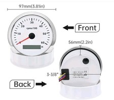 Tachometer Boat Tacometro 85mm 3-38 6000 Rpm Gauge 7 Color Waterproof White Tachometer Boat Tacometro 85mm 3-38 6000 Rpm Gauge 7 Color Waterproof White