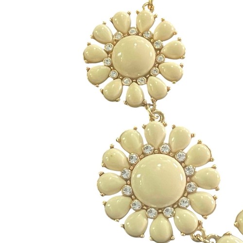 Kate Spade - Enamel & Rhinestone Flower Statement Collar Necklace, Cream & Gold - Picture 6 of 7
