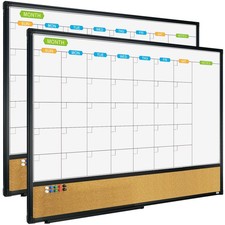 Magnetic Calendar Whiteboard Bulletin Corkboard Combination, Combo Board 36...