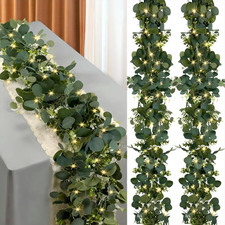 Eucalyptus Garland with Lights, 2 Packs 6FT Green Flower Garland Decor, Artifici