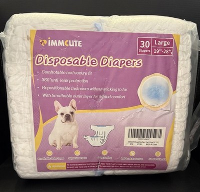 immcute Female Disposable Dog Diapers Type B; Large; 19 -28 ; 30 Count