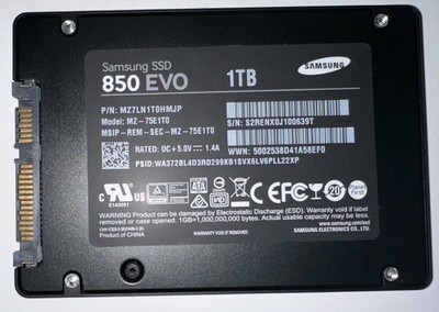 Samsung 850 EVO 1TB 2.5'' SATA SSD Solid State Drive MZ-75E1T0 MZ7LM1T0