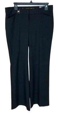 Women's Express Black Editor Low Rise Flare Flat Front Dress Pants Size 8R
