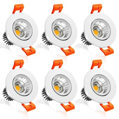 2 Inch LED Downlight 3W Recessed Lighting COB Dimmable 4000K Natural 6 PCS