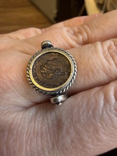 Ancient Coin Ring 925 Sterling Silver Israeli Size 6.25 6.4g