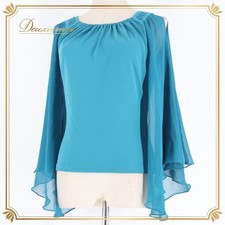 Chacott Ballroom Dance Costume Blouse Green Size M Elegant Lesson Wear