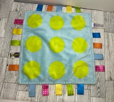 Taggies Colors Blue Green Polka Dot Blanket Baby Lovey Security Blanket Minky