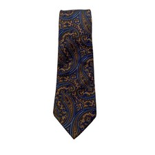 Guy Laroche New York Silk Tie Blue Brown Paisley Made in Italy