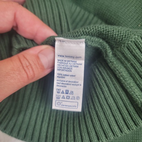 Pull homme Tommy Hilfiger vintage logo écusson XL vert coton tricot pull - Photo 17/20