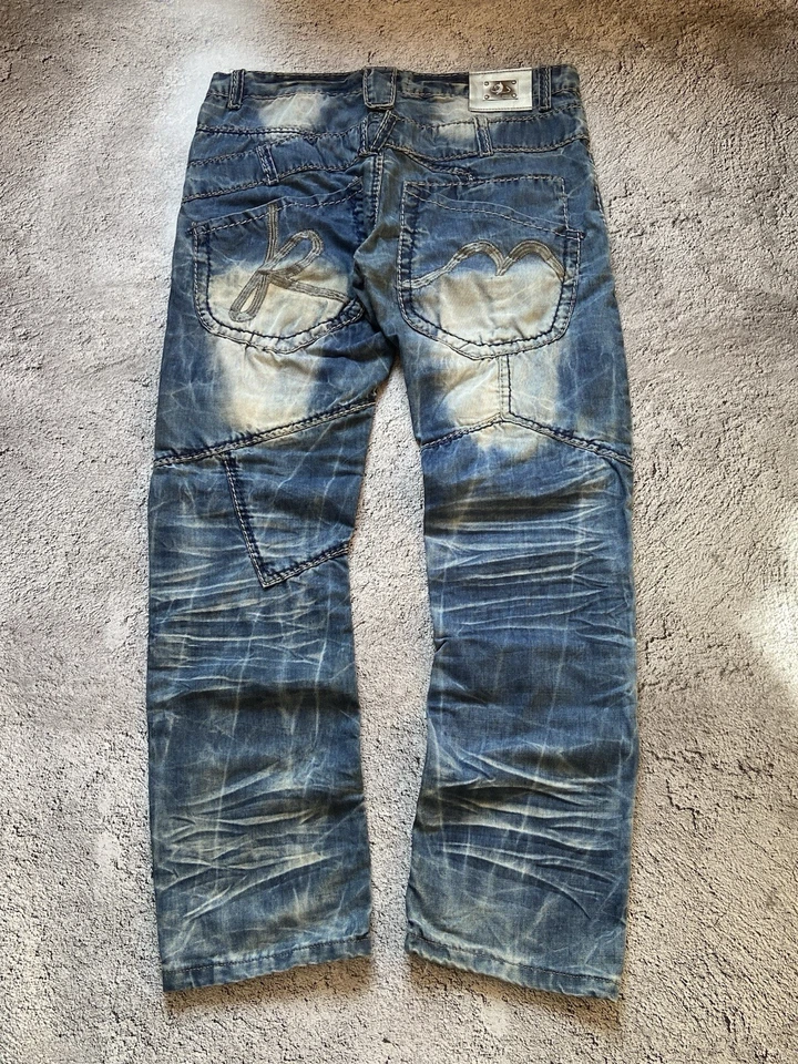 Pantalones de mezclilla vintage Streetwear estilo japonés LGB lavados enfermos desvanecidos años 90 Y2K Foto 2 de 4