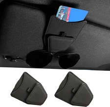 2 Pack Universal PU Leather Car Visor Sunglasses Holder Magnetic Clip for Eye...