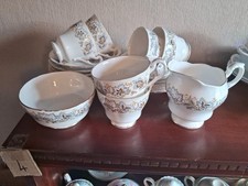 20pc Royal Standard Tea Set. 6 Sides, Saucers Cups. Milk, Sugar. Blue Flowers