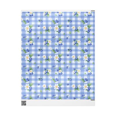 Floral Blue Wrapping Paper, Gift Wrap, Eco-Friendly Paper, Birthday Party Decor,
