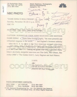 1991 Press Photo Superstar Singer Cher With Dame Edna Everage