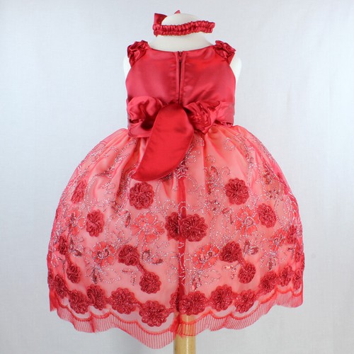 Flower Baby Girl Dresses Bridesmaid Toddler Glitters Wedding Birthday Party - Picture 24 of 30