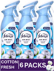 6 Febreze Air Mist Air Freshener Eliminates Odours Spray 185ml COTTON  FRESH