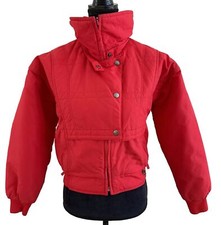 Inside Edge Vtg Womens Red Short Puffer Jacket XS Nylon High Neck Pockets