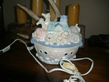 Noah's Ark Ceramic Baby Lamp Night Light ,Pastels ,Table Light 6 1/2" Nursery