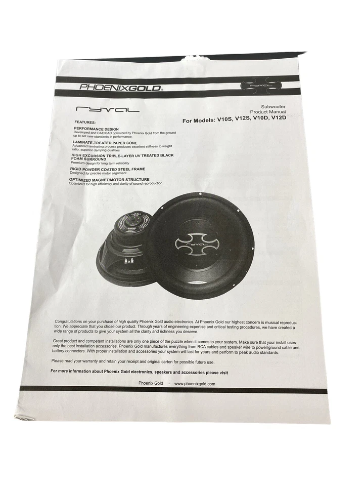 Phoenix Gold RYVAL V10d 10" Doble Bobina de Voz Subwoofer 600W Coche Sub NOS CAJA ABIERTA Foto 3 de 4