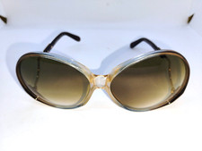 Vintage Luxottica Brown Translucent Round Butterfly Sunglasses Italy 130mm