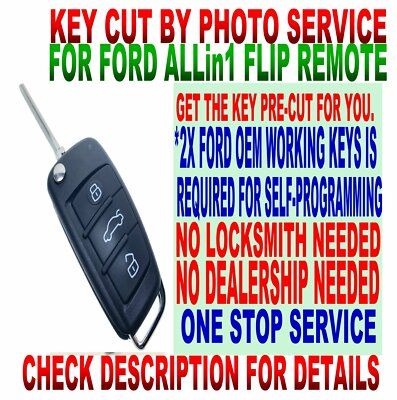 KEY CUT BY PHOTO R8-STYLE FLIP remote for 2011~ FORD 80BT FLAT KEYLESS ENTRY FOB