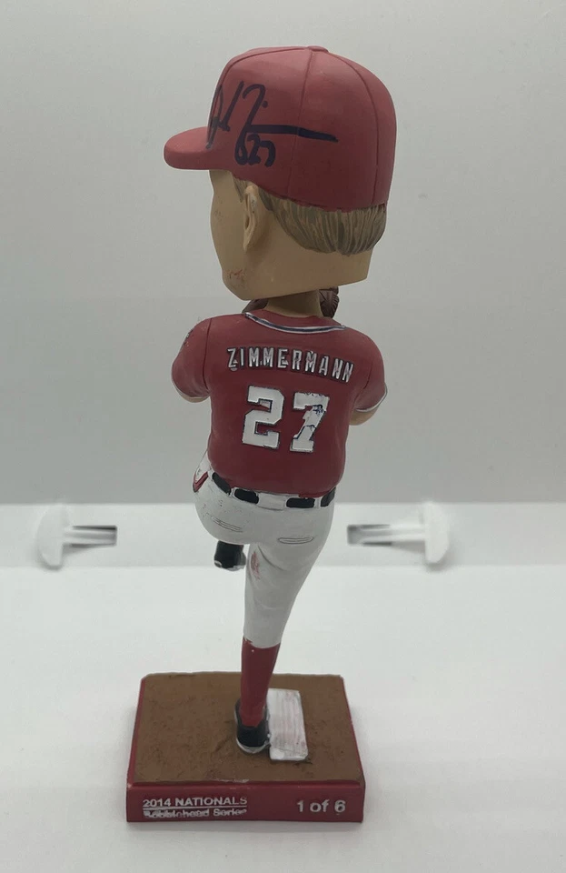 Jordan Zimmermann Bobblehead #2 2014 de los Nacionales de Washington - autografiado Foto 3 de 4